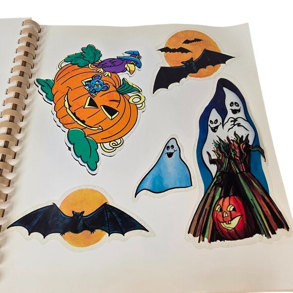Vintage Halloween Window Clings Book Vinyl Stickers Glow in the Dark Christmas - Picture 12 of 16